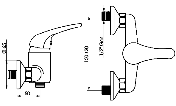 Sanifri 470010793 Brause-Einhebelmischer SaniNorm, mit 40mm Kerox-Klick-Klack-Kartusche