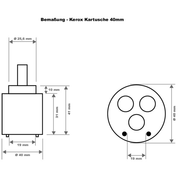 Kerox 470010813 Kartusche 40mm, ohne Kartuschenboden