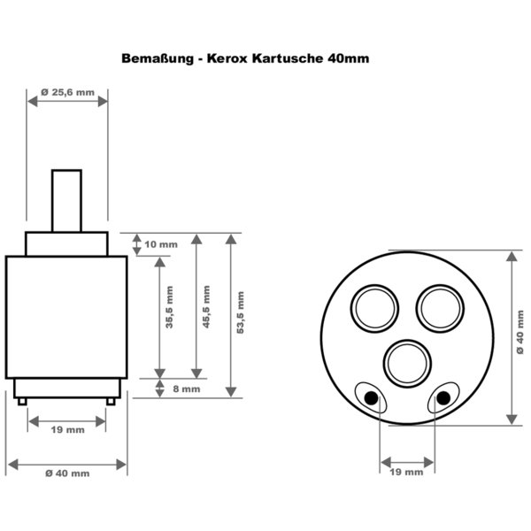 Kerox 470010812 Kartusche 40mm, mit Kartuschenboden