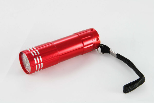 Sanifri home - Taschenlampe LED, ca. 8,5cm, rot, Metall, exklusive Batterien