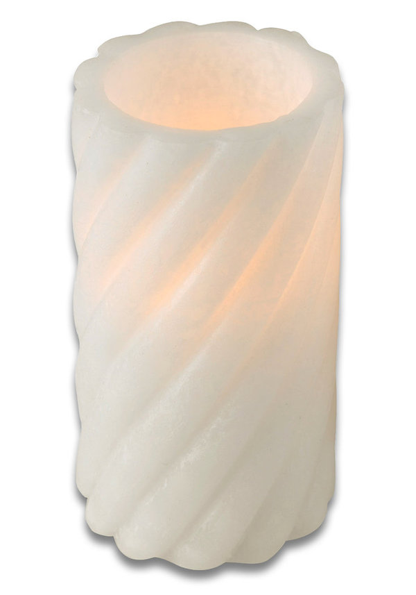 Sanifri home - LED-Echtwachs-Kerze 7,5x15cm, gedreht creme, realistisches Flackern