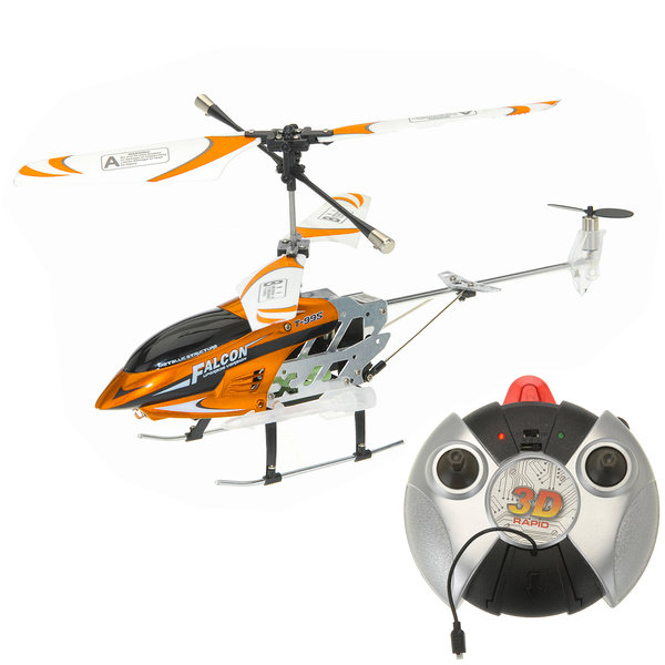 Sanifri home - Helikopter, Metallic orange, aufladbar über USB, inkl. Infrarot-Fernsteuerung