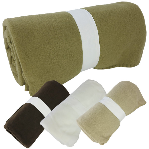 Sanifri home - Fleece-Decke, 150x200cm, khaki, waschbar bis 30°C, inkl. stabilem Halteband