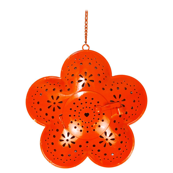 Sanifri garden - Modernes Hänge-Windlicht,  Design Blume, Farbe orange