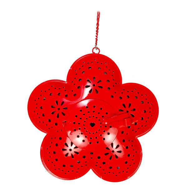 Sanifri garden - Modernes Hänge-Windlicht,  Design Blume, Farbe rot