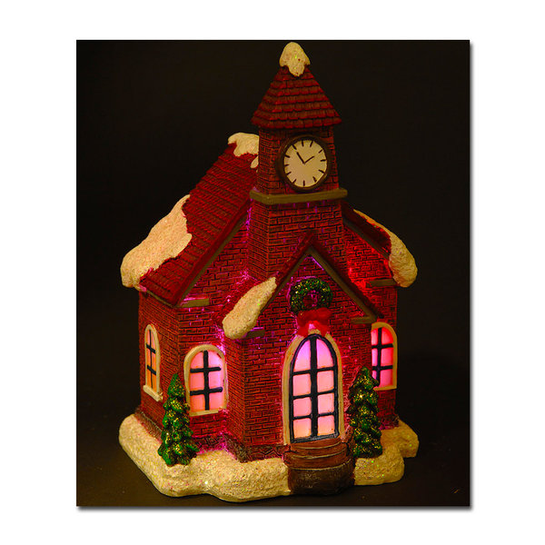 Sanifri home - Beleuchtetes Weihnachtshaus, mit LED, 10x15cm, Motiv 5, inkl. Batterien