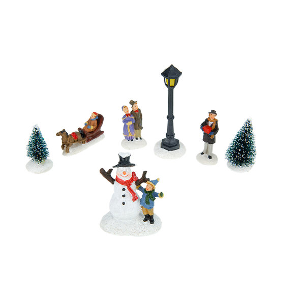 Sanifri home - Weihnachts-Deko-Set, 7teilig, ca. 10cm, Schneemann mit Junge
