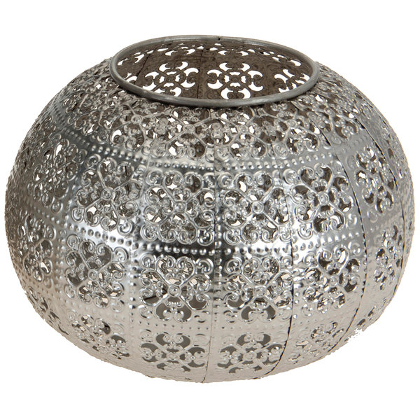 Sanifri home - Teelichthalter aus Metall, 18,5x13cm, Blüte, silberfarbig