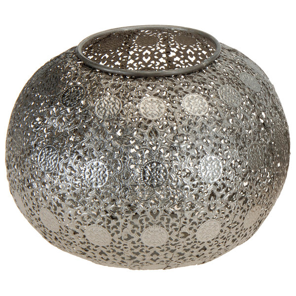 Sanifri home - Teelichthalter aus Metall, 18,5x13cm, Taler, silberfarbig