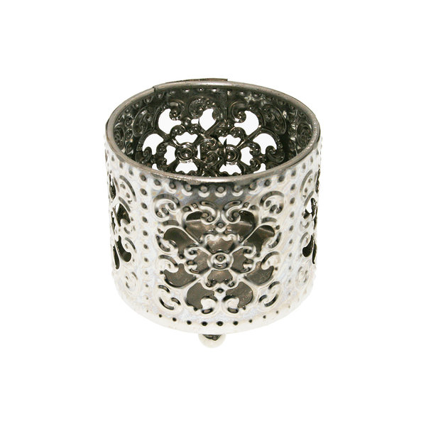 Sanifri home - Teelichthalter aus Metall, 5x6cm, Motiv 5, silberfarbig