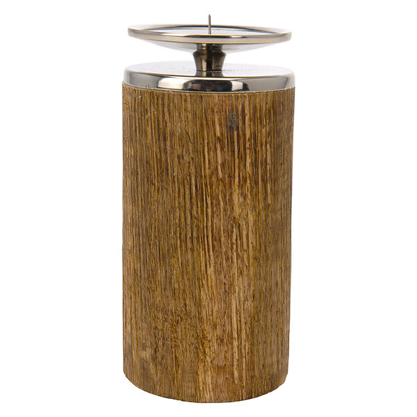 Sanifri home - Kerzenhalter, rund, 20cm, Korpus aus geriffeltem Holz