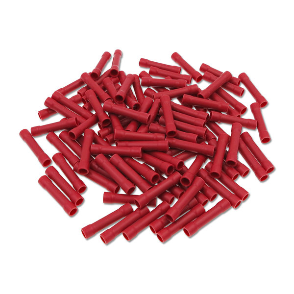 Stoßverbinder 0,5-1,5mm², Rot, 100 Stück, verzinntes Kupfer (E-Cu), isoliertes PVC