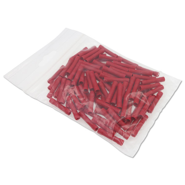 Stoßverbinder 0,5-1,5mm², Rot, 100 Stück, verzinntes Kupfer (E-Cu), isoliertes PVC